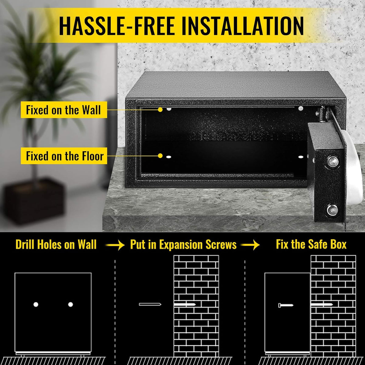 0.8 Cubic Feet Carbon Steel Digital Safe Box with Two Keys O413