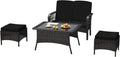 Rattan Wicker Sofa Set with Loveseat and 2 Ottoman G30821
