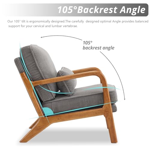 Corduroy Upholstered Accent Chair with Pillow Q4222