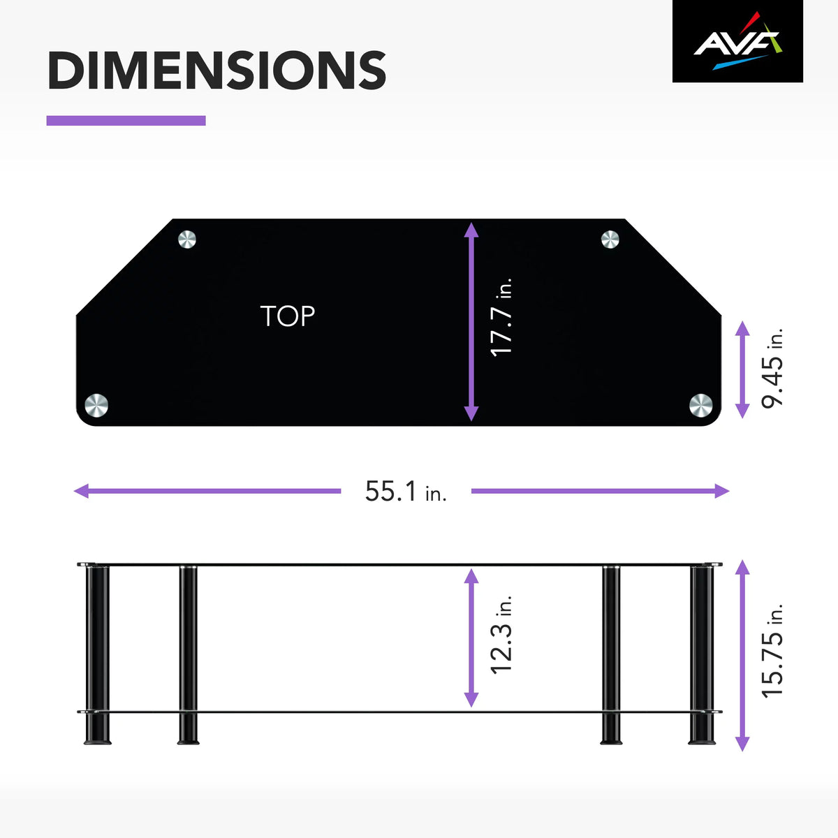 Black Glass TV Stand F355