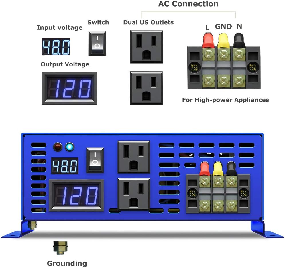 4000 Watt 48V to 110V 120V Pure Sine Wave Power Inverter K2170