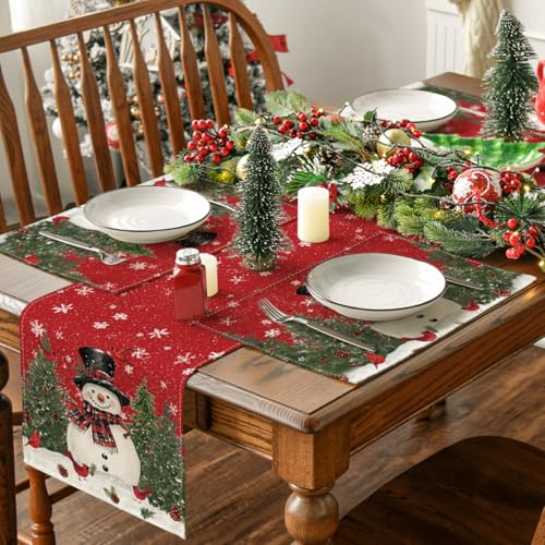 Snowman Cardinals Trees Christmas Placemats Set of 4 X608