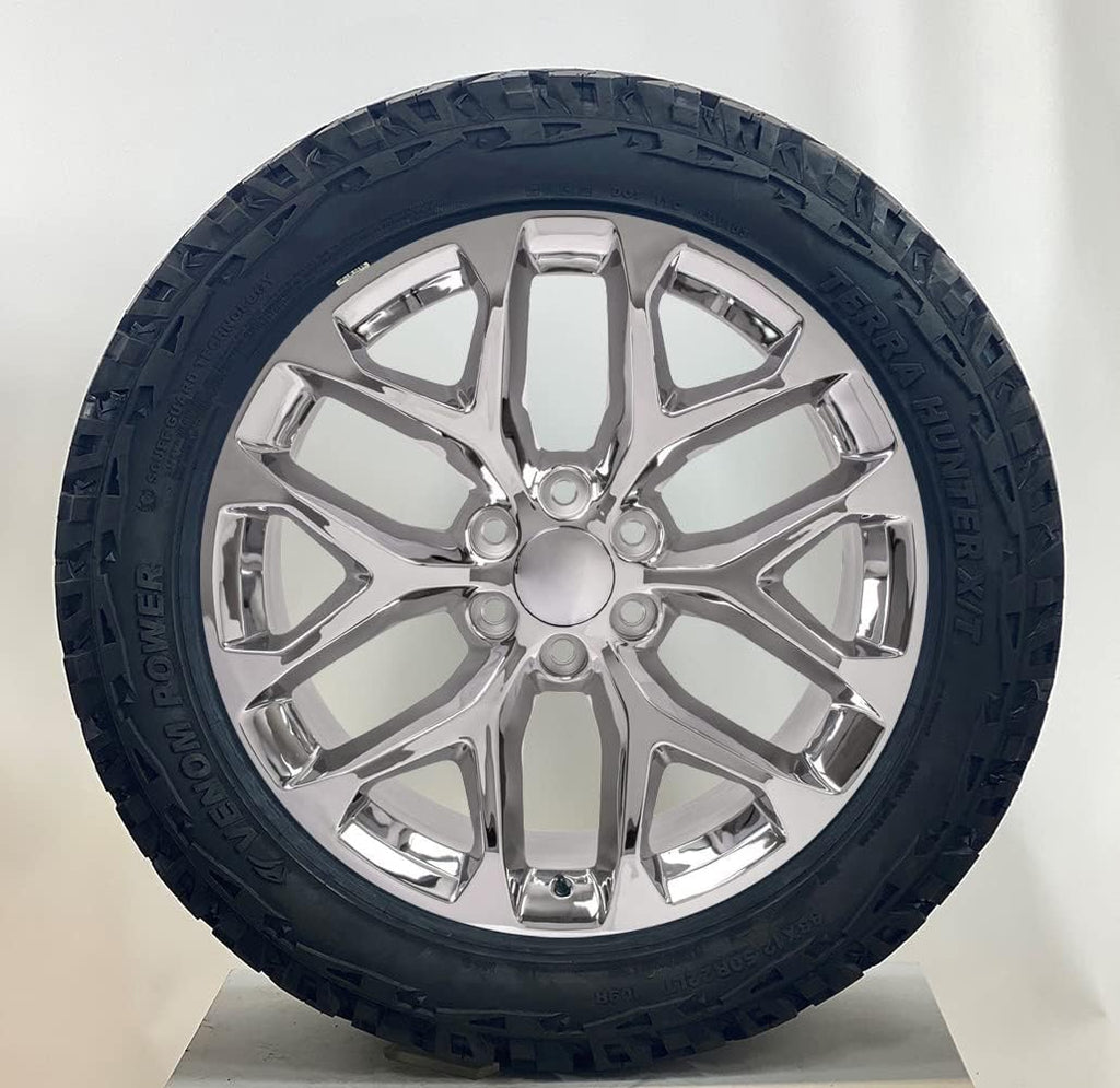 22 Inch Chrome Snowflake Wheels Rims with 33x12.50R22 Tires SET of 4 J37227