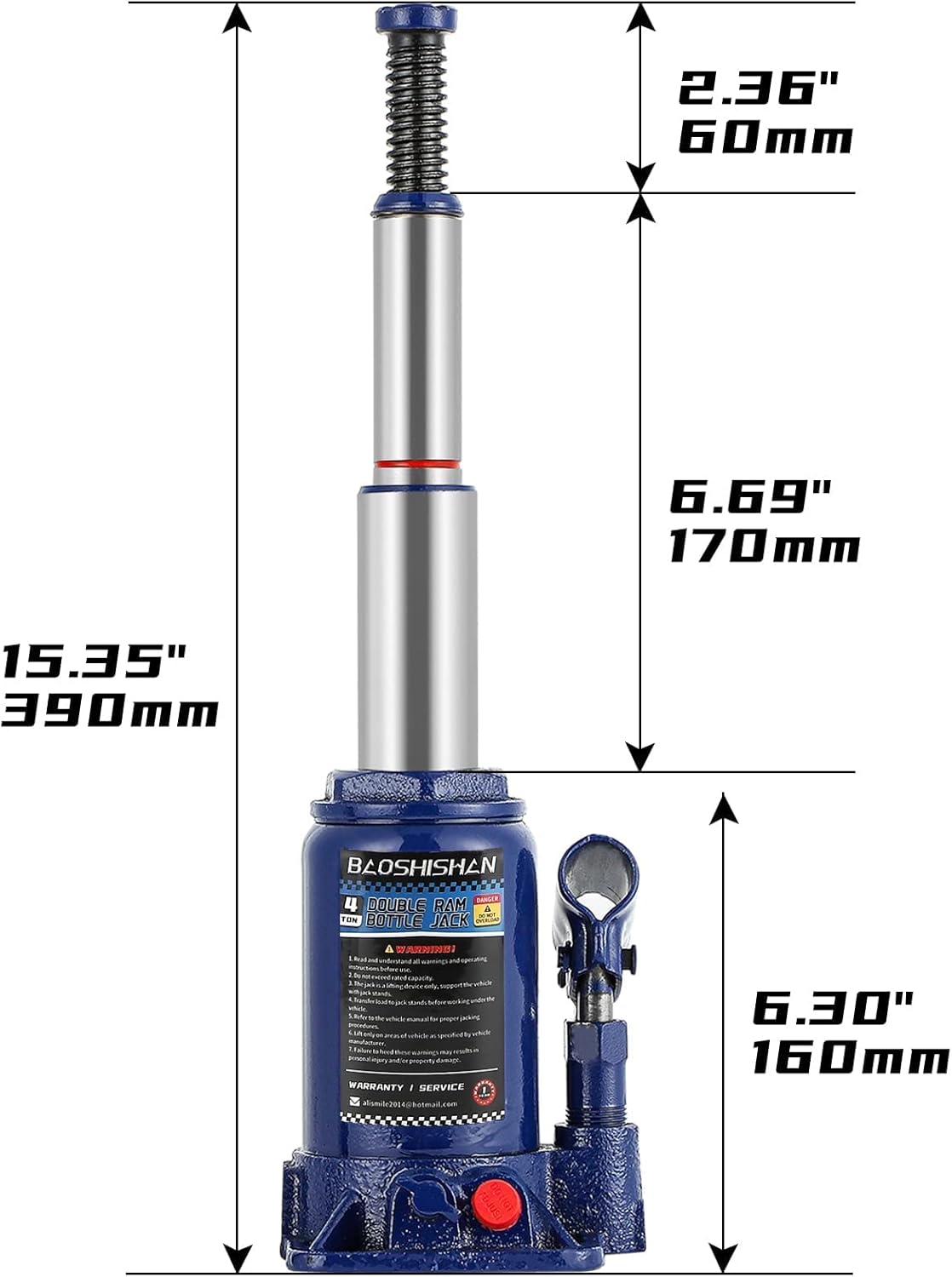 4 Ton Hydraulic Bottle Jack with Carrying Case P486617