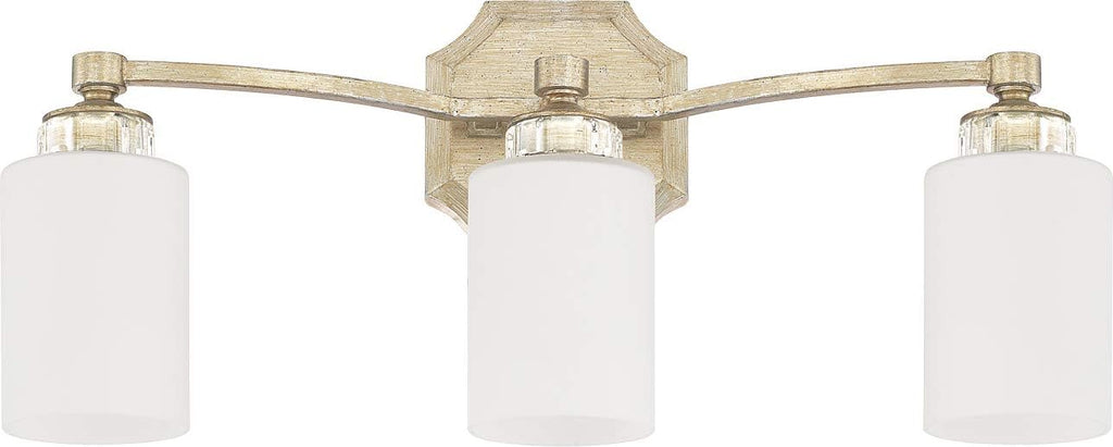 3-Light White Fabric Shade Bath Vanity Wall Mount Y599051
