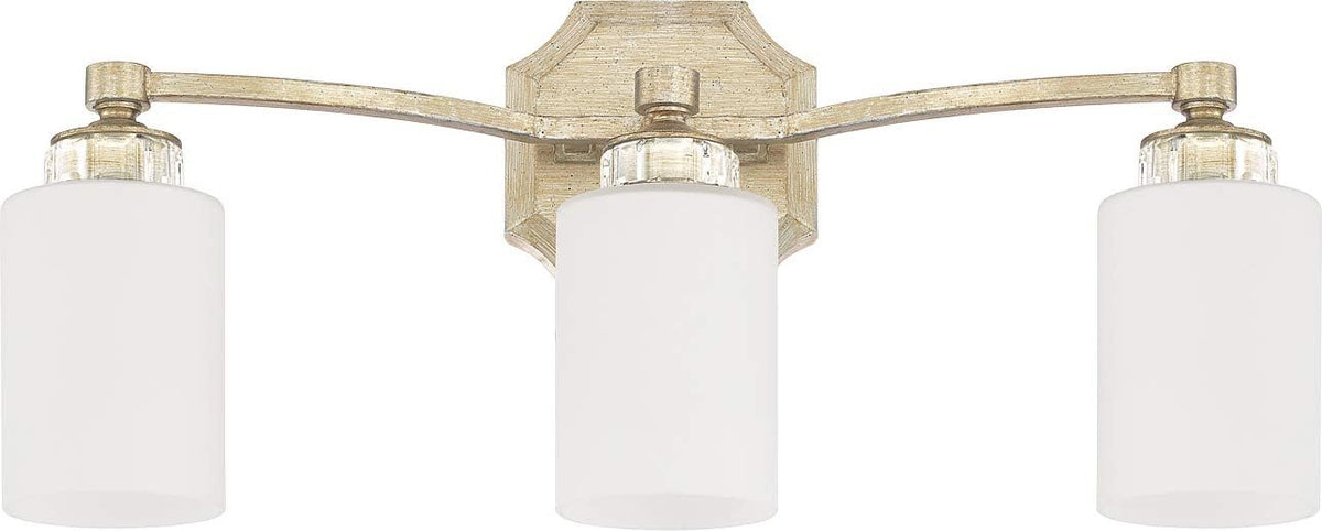 3-Light White Fabric Shade Bath Vanity Wall Mount Y599051