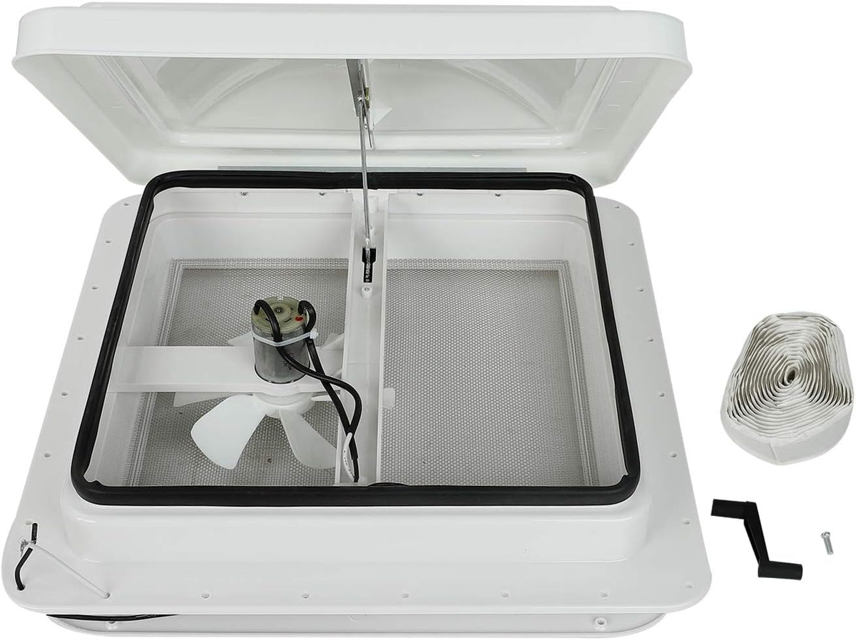 14 RV Roof Vent with 12V Fan White Lid O703634