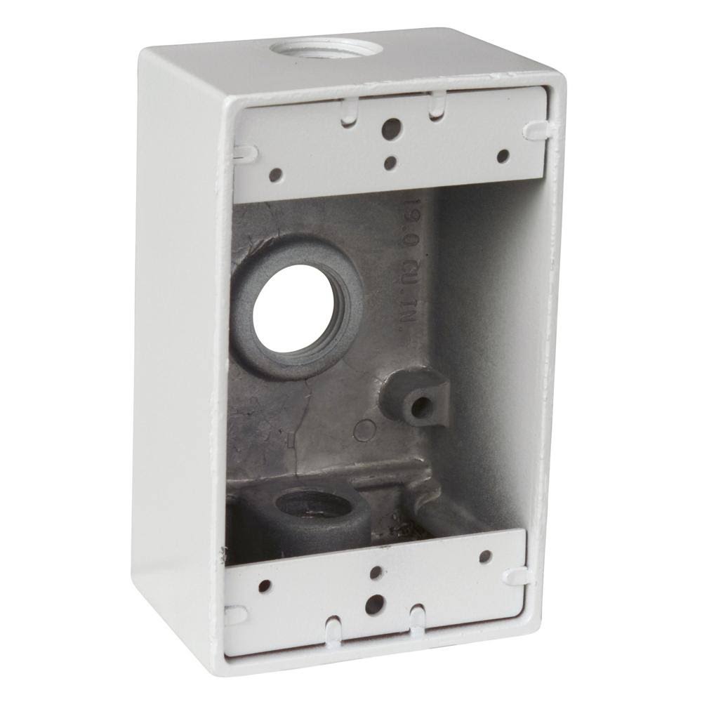 White 1-Gang Weatherproof Junction Box with 3 1/2 in. Holes (Case of 16) I3892