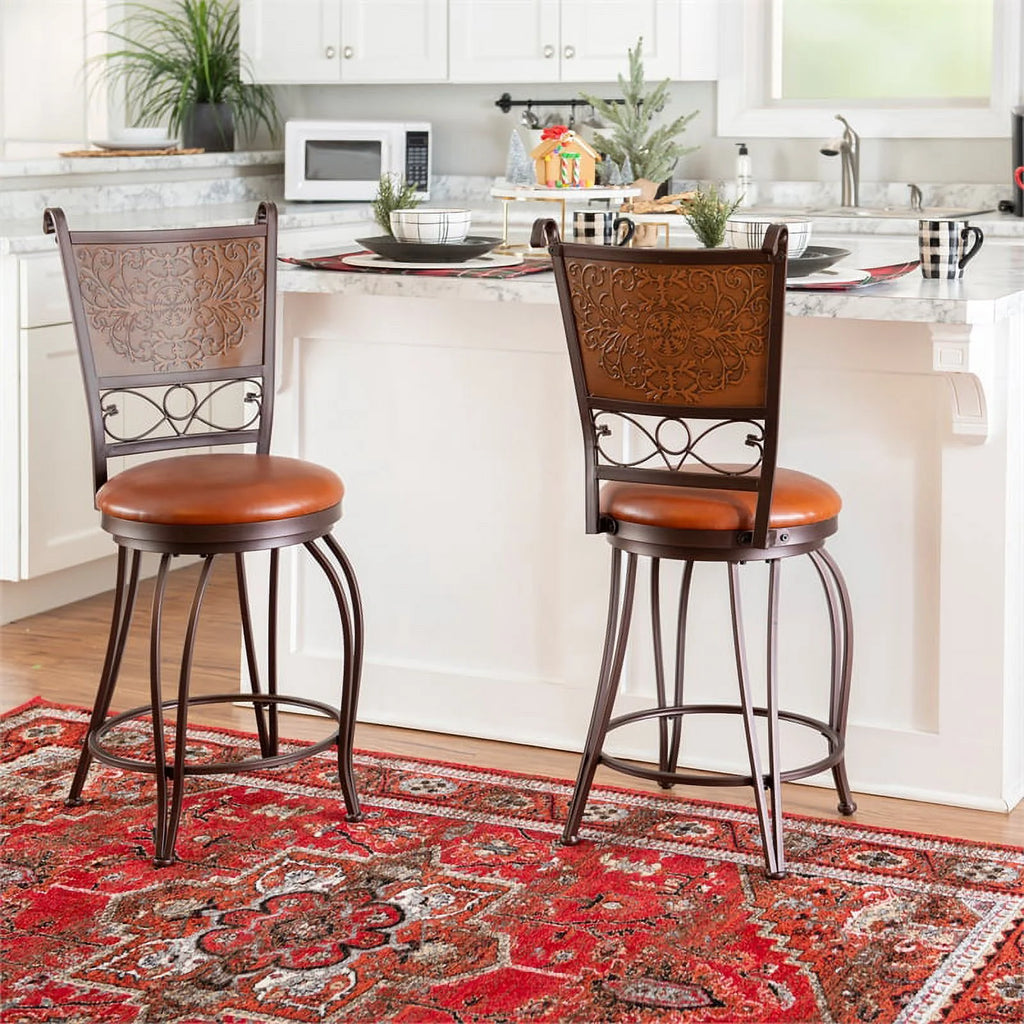 24" Metal Stamped Back Swivel Counter Stool D602831