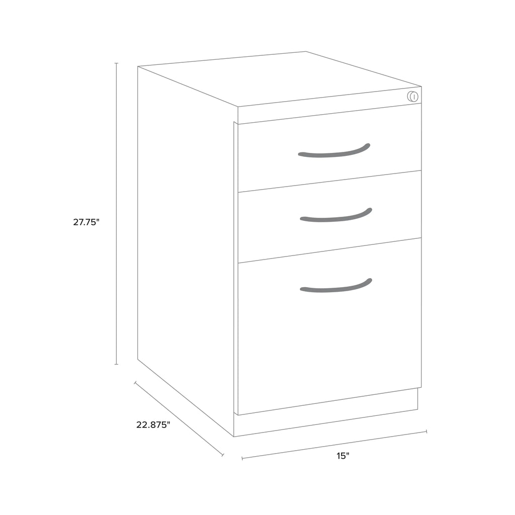 23" Deep Mobile Pedestal File Cabinet 3 Drawer Black W2626