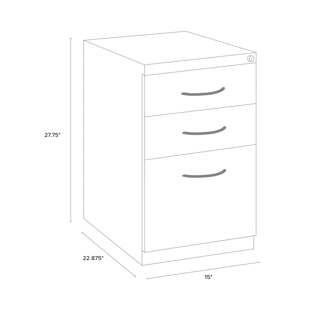 23" Deep Mobile Pedestal File Cabinet 3 Drawer Black W2626