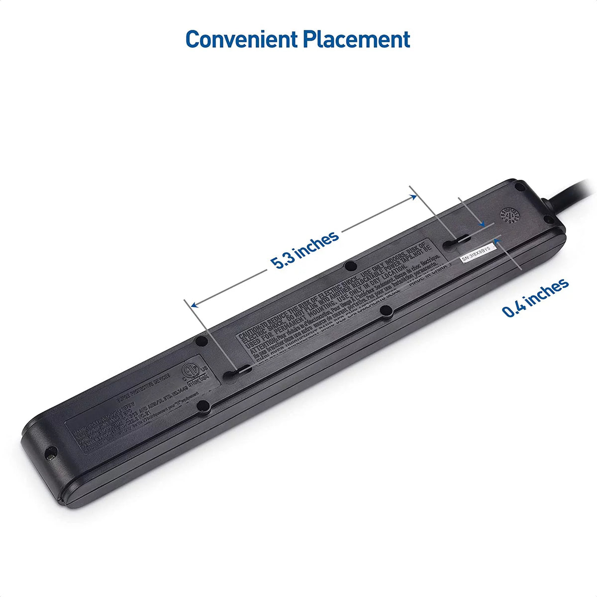 2-Pack 6 Outlet Surge Protector Power Strip with USB Charging Ports, 8 Foot Cord, Black V1251