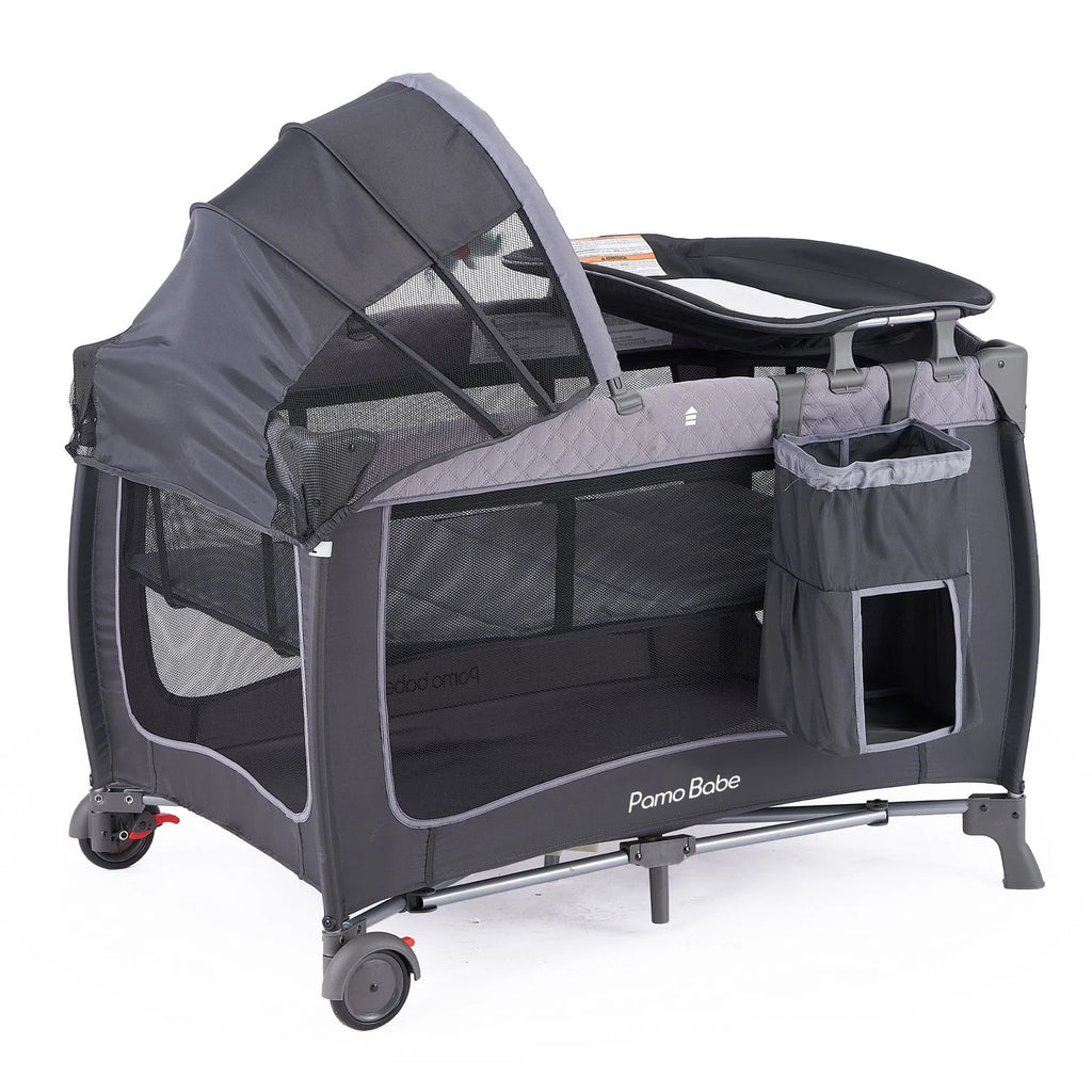 Portable Baby Play Yard with Wheels, Canopy, Changing Table K294423