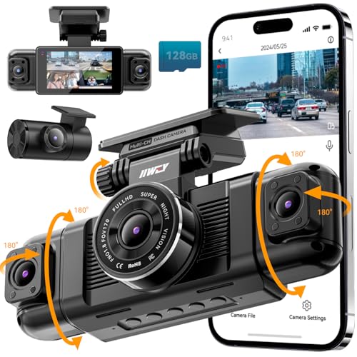4 Channel Dash Cam 360° View 1080P with 128GB SD Card D645
