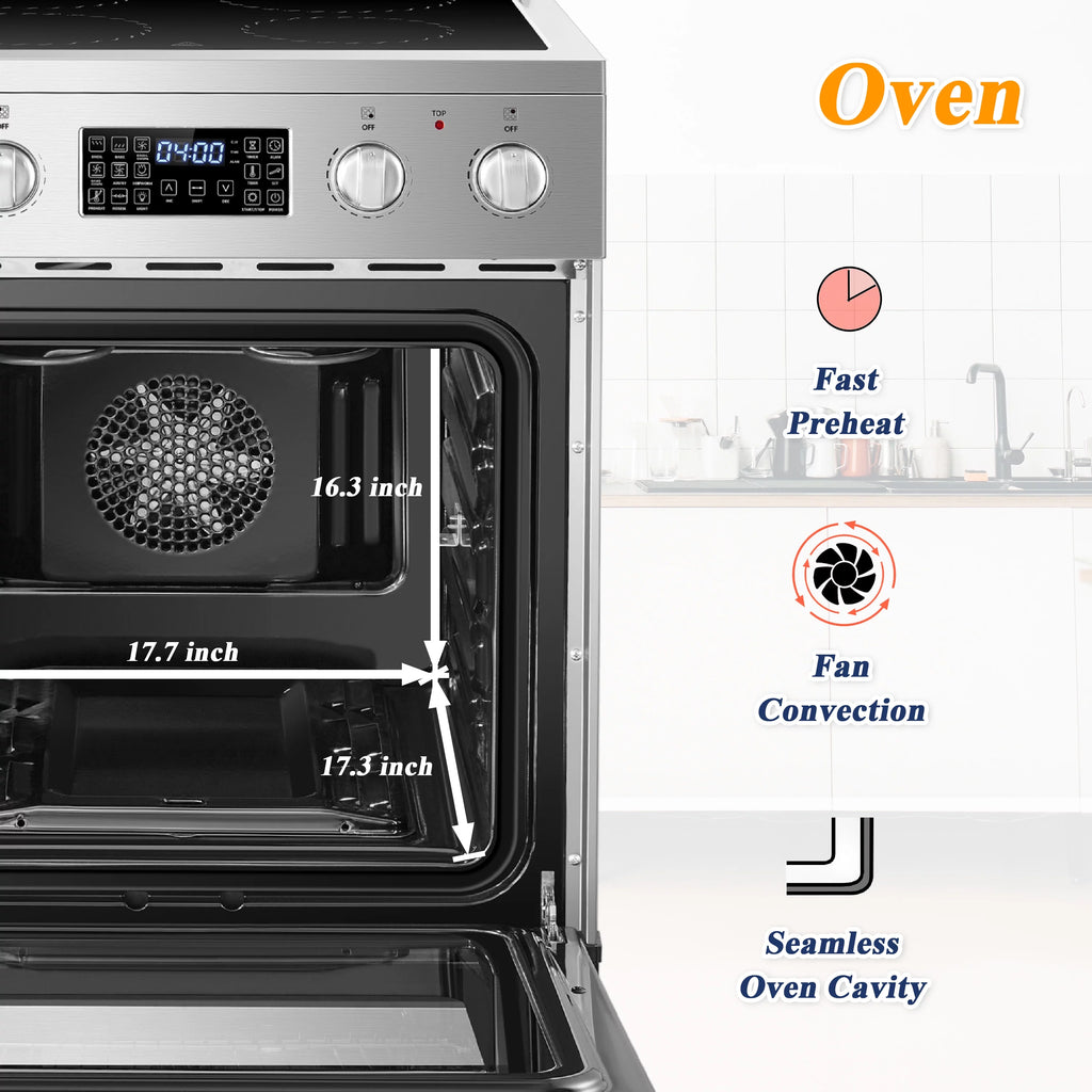 24 inch 2.9 Cu.ft Freestanding Electric Range with Convection Oven Y103
