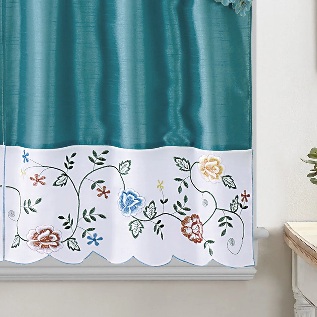 Turquoise 3-Piece Kitchen Curtain Set, 58x36 & 28x36 inches Z946