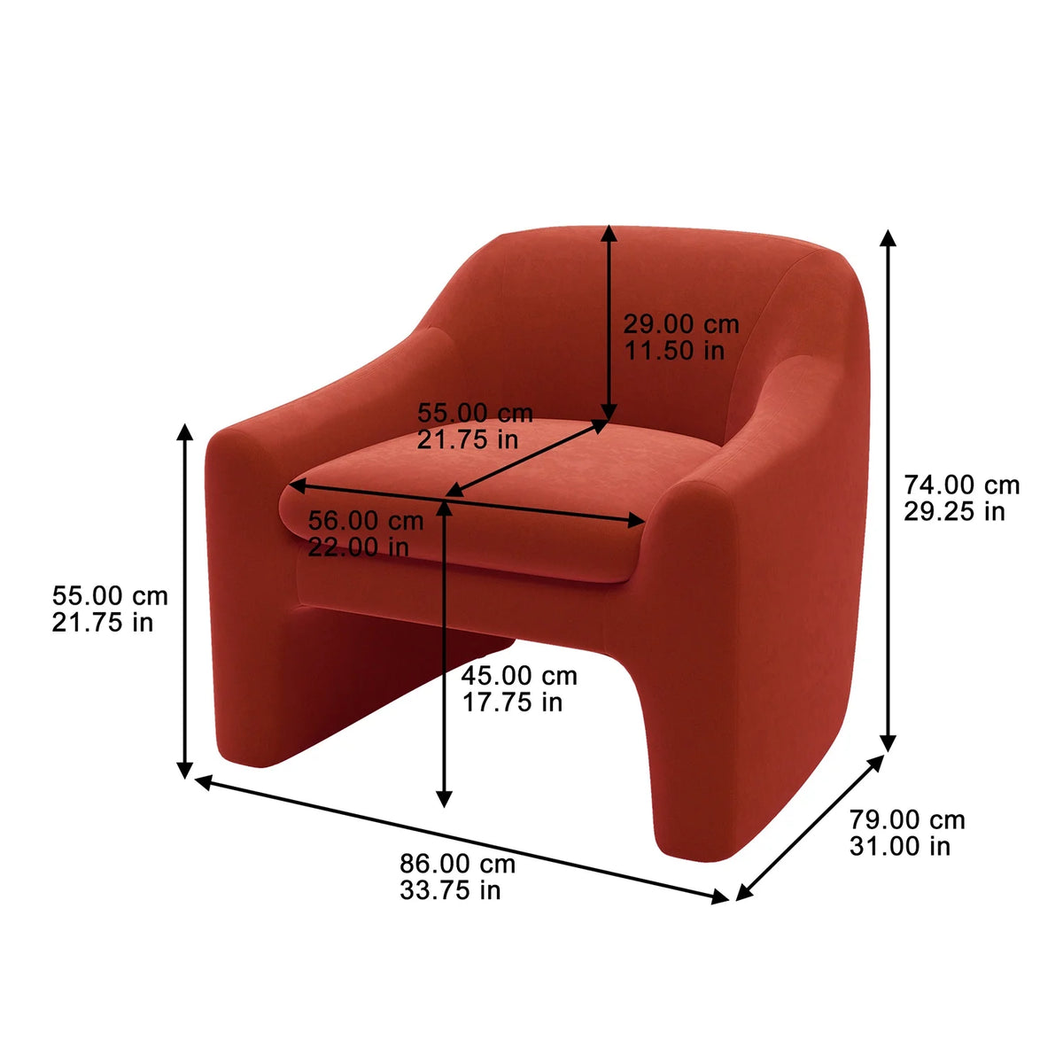 Rustic Red Velvet Accent Chair J54999