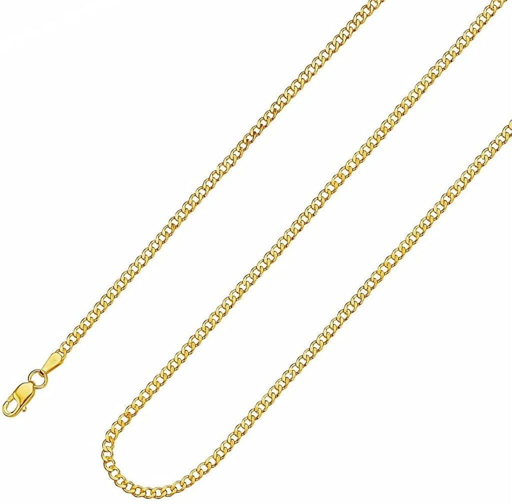 10K Solid Yellow Gold Cuban Link Curb Chain Necklace 2mm 16" 18" 20" 22" 24" 26" K5238