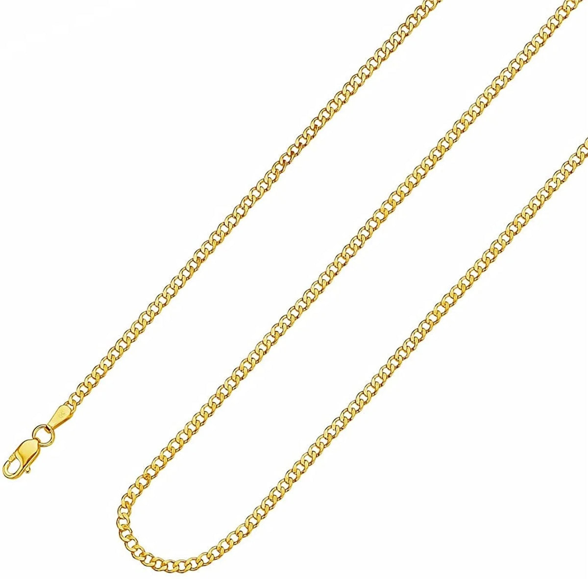 10K Solid Yellow Gold Cuban Link Curb Chain Necklace 2mm 16" 18" 20" 22" 24" 26" K5238