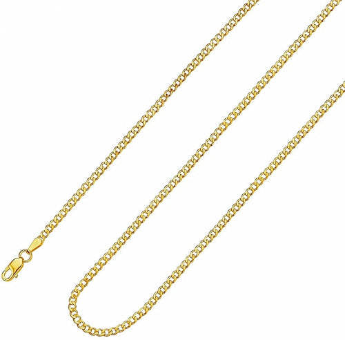 10K Solid Yellow Gold Cuban Link Curb Chain Necklace 2mm 16" 18" 20" 22" 24" 26" K5238