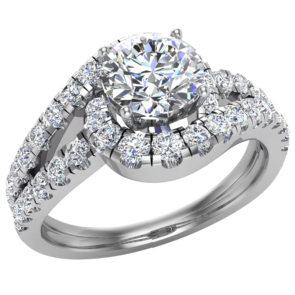 14K White Gold Diamond Engagement Ring 1.25 CT T5459