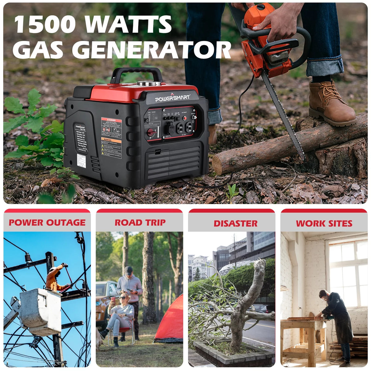 1500 Watt Portable Gas Power Inverter Generator Z8658