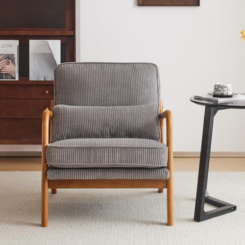 Corduroy Upholstered Accent Chair with Pillow Q4222