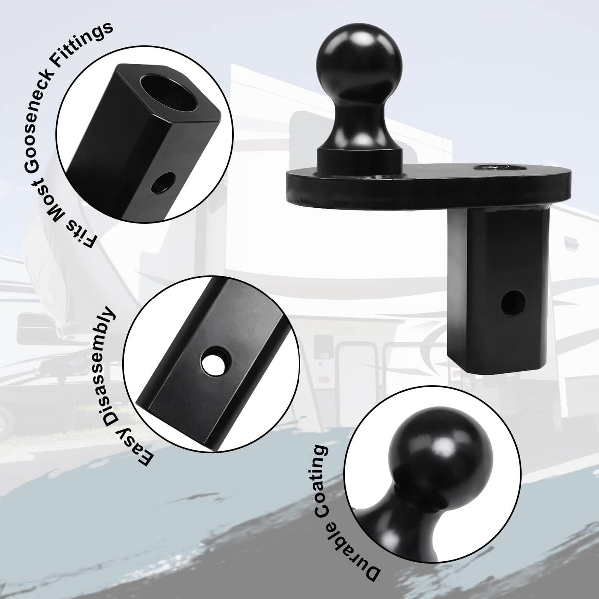 4" Offset Gooseneck Ball Extender, 2-5/16" Diameter, 20,000 lbs A47651