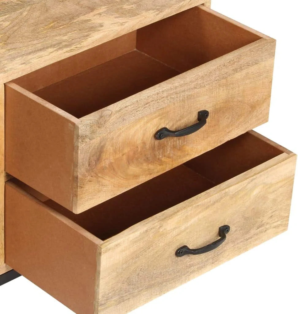 Solid Mango Wood TV Stand with Iron Tube Legs B8165