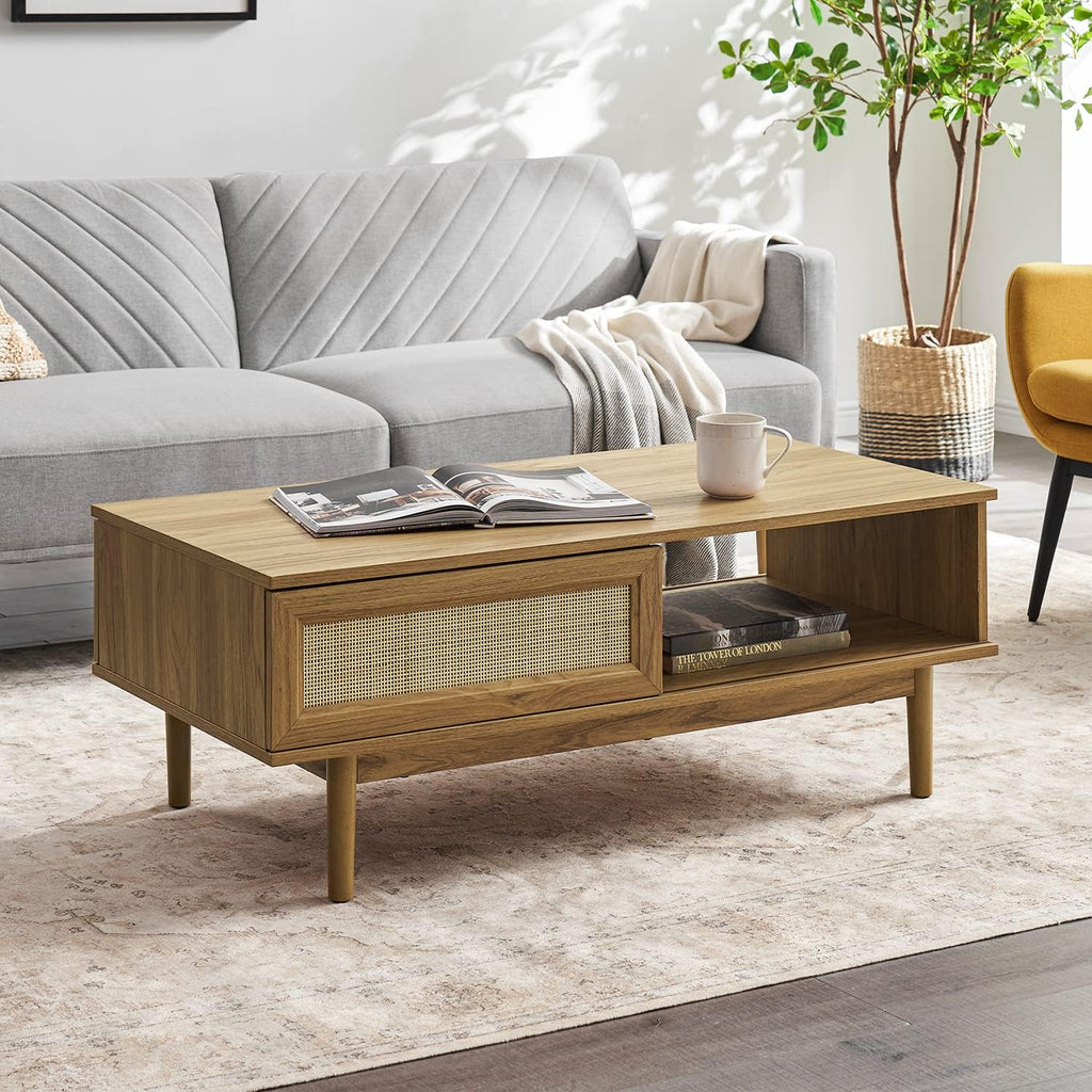 Rattan Cane Coffee Table with Sliding Doors X5947