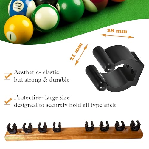 Wall-Mounted Hardwood Pool Stick Holder for 8-Cue Storage A936184