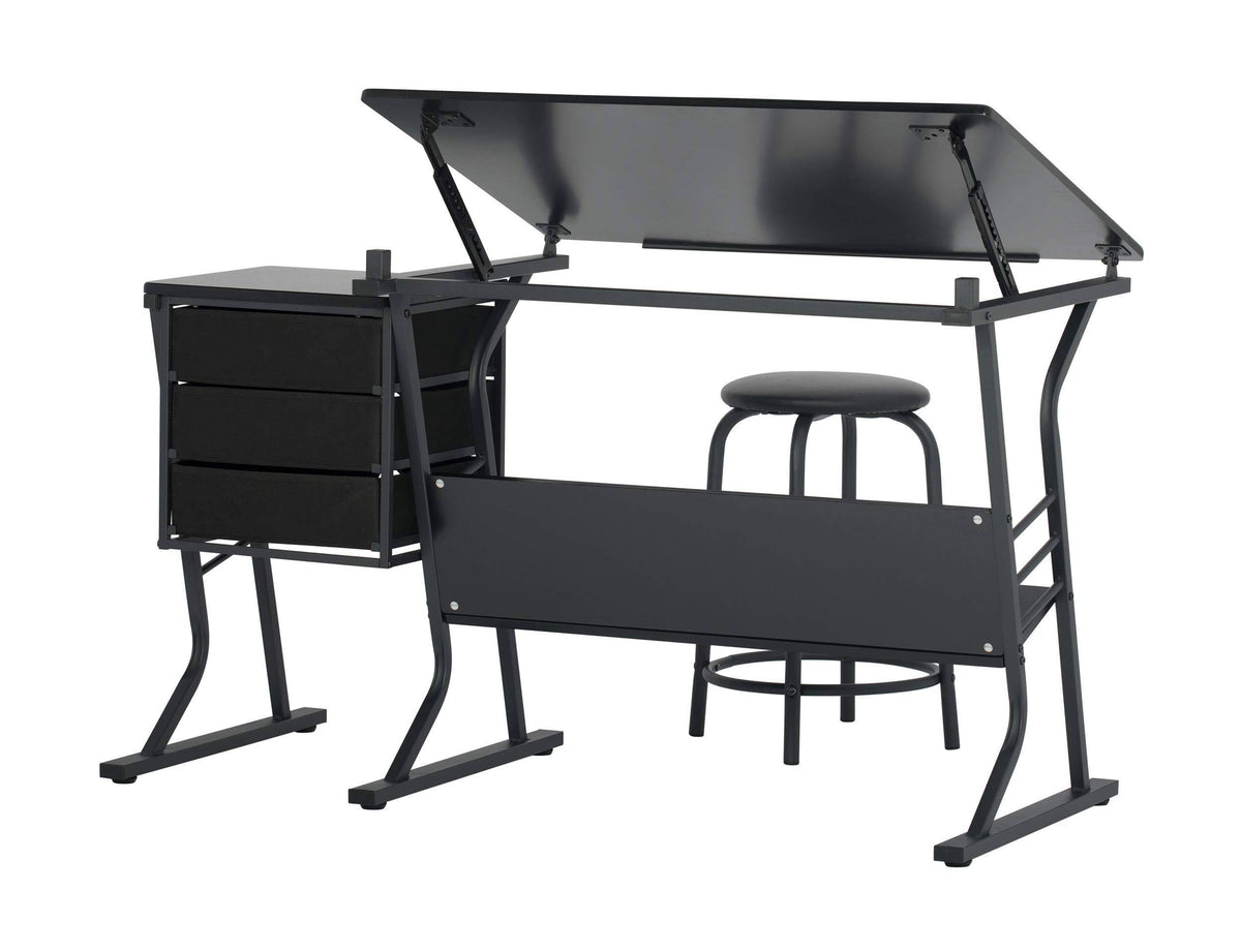 Black Hobby Table with Stool L3188