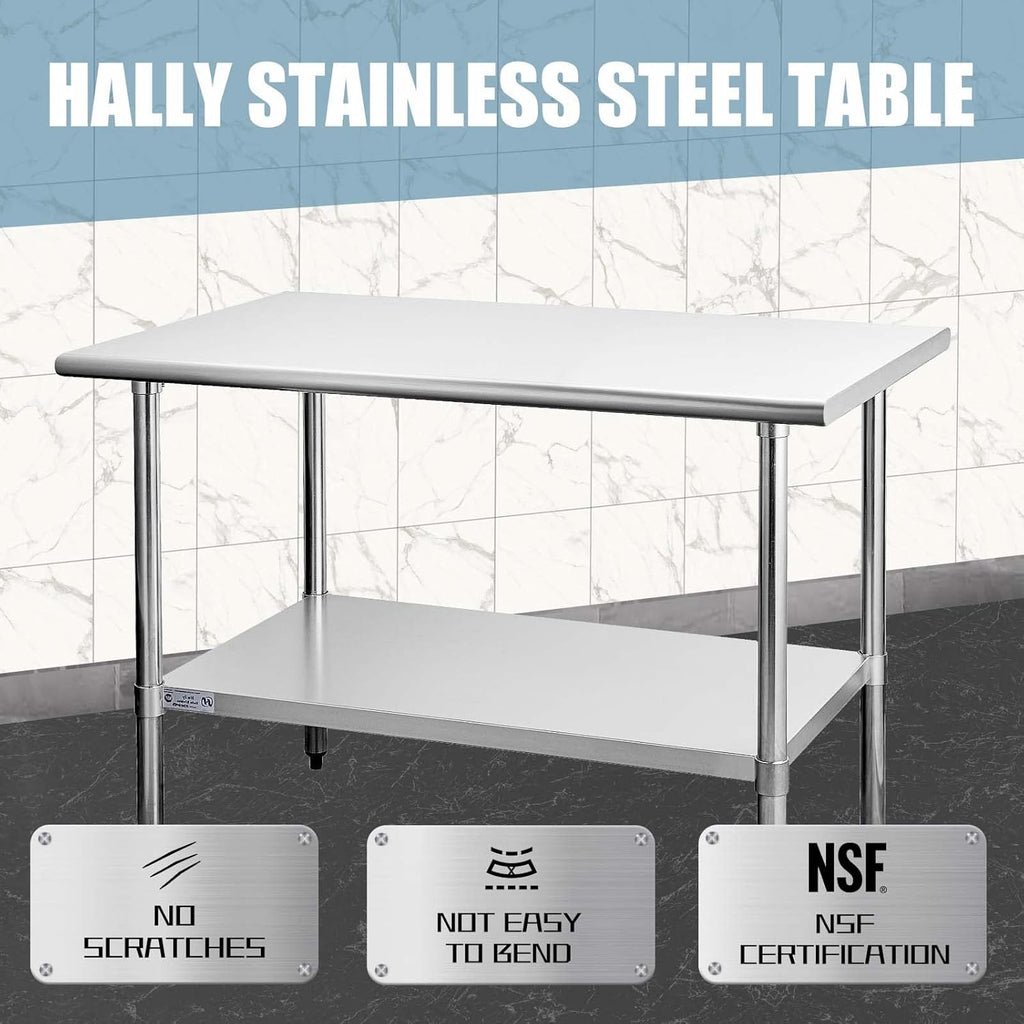Stainless Steel Commercial Heavy Duty Table with Undershelf and Galvanized Legs L409