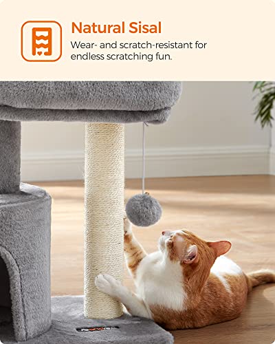 Light Gray Cat Tree Tower with Sisal Scratching Post I712437