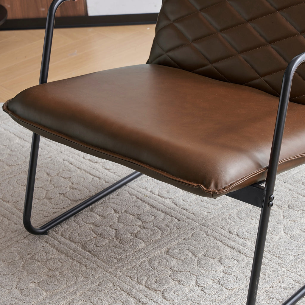 Dark Brown Accent Chair and Ottoman Set Q742