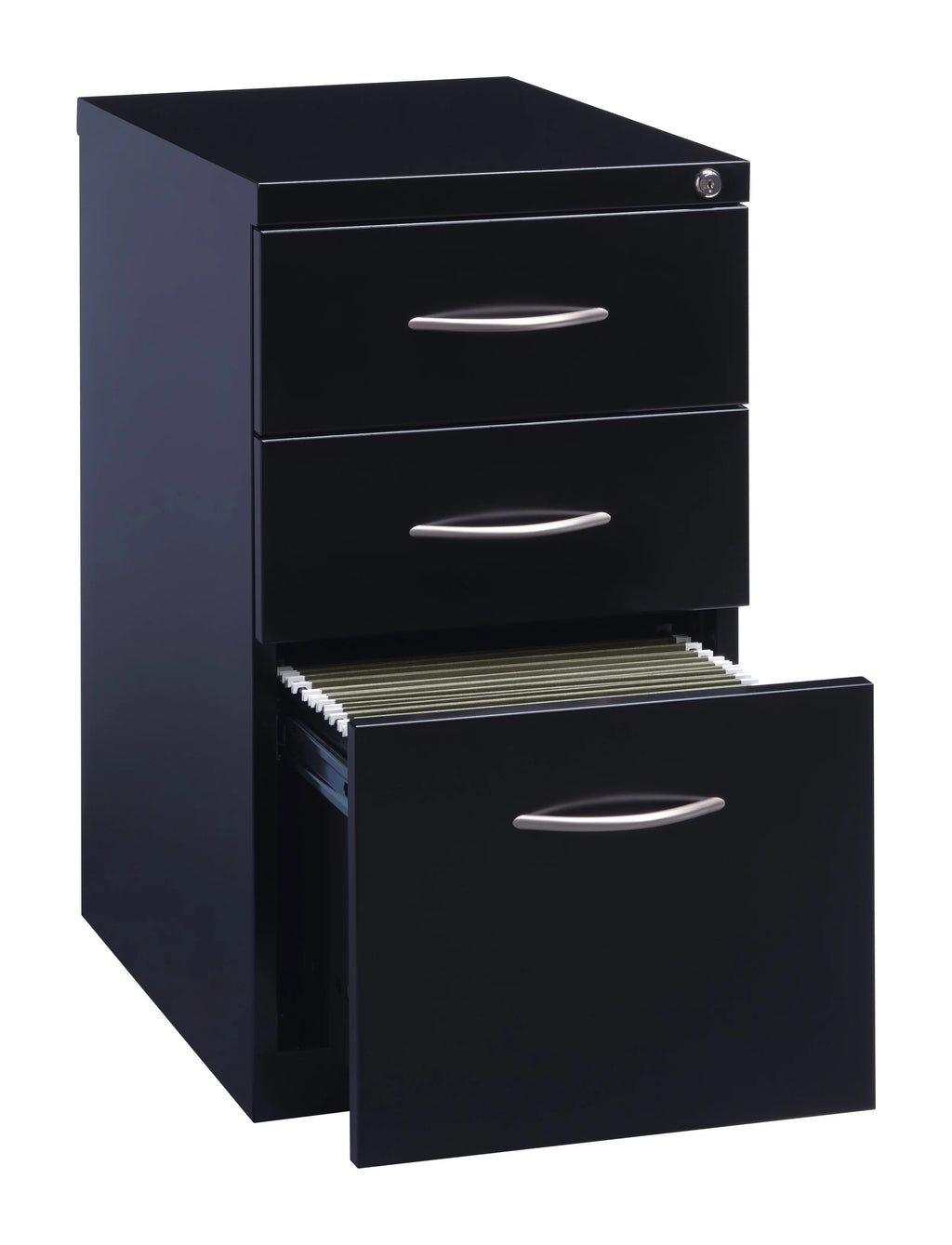 23" Deep Mobile Pedestal File Cabinet 3 Drawer Black W2626