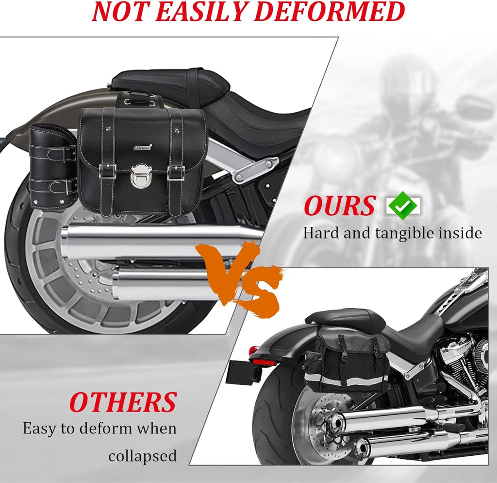 2 Pack Black Synthetic Leather Lockable Motorcycle Saddlebags K645952