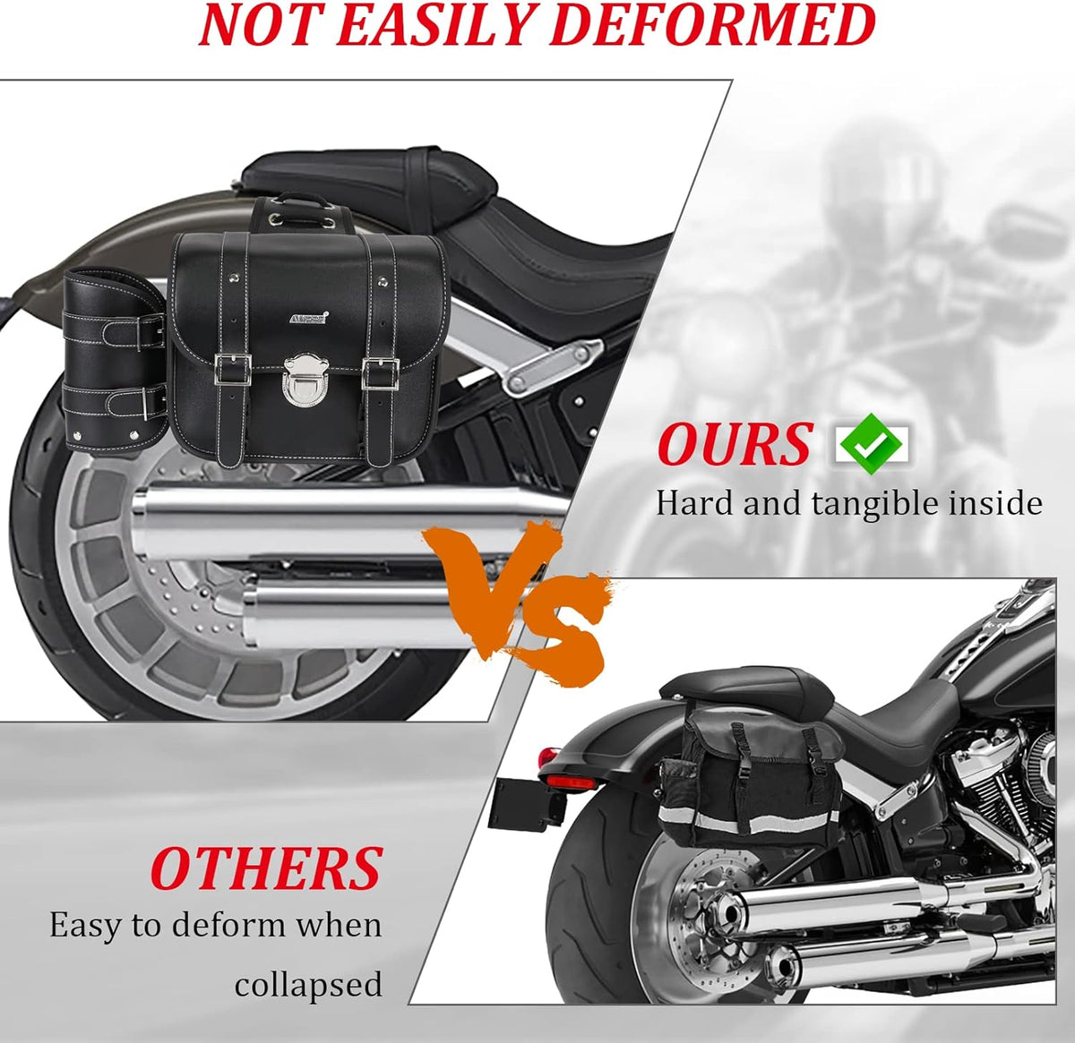 2 Pack Black Synthetic Leather Lockable Motorcycle Saddlebags K645952
