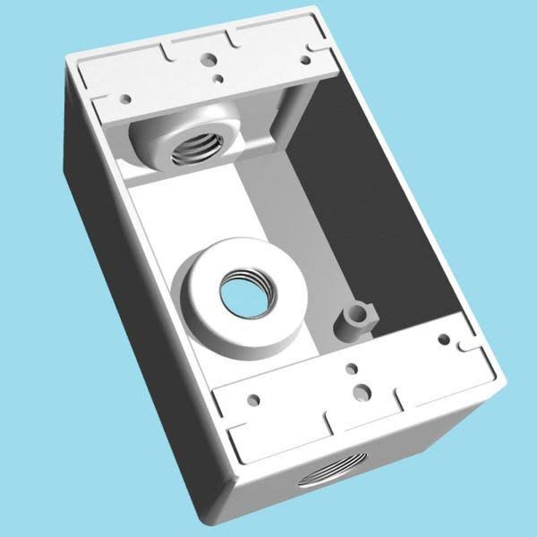 White 1-Gang Weatherproof Junction Box with 3 1/2 in. Holes (Case of 16) I3892