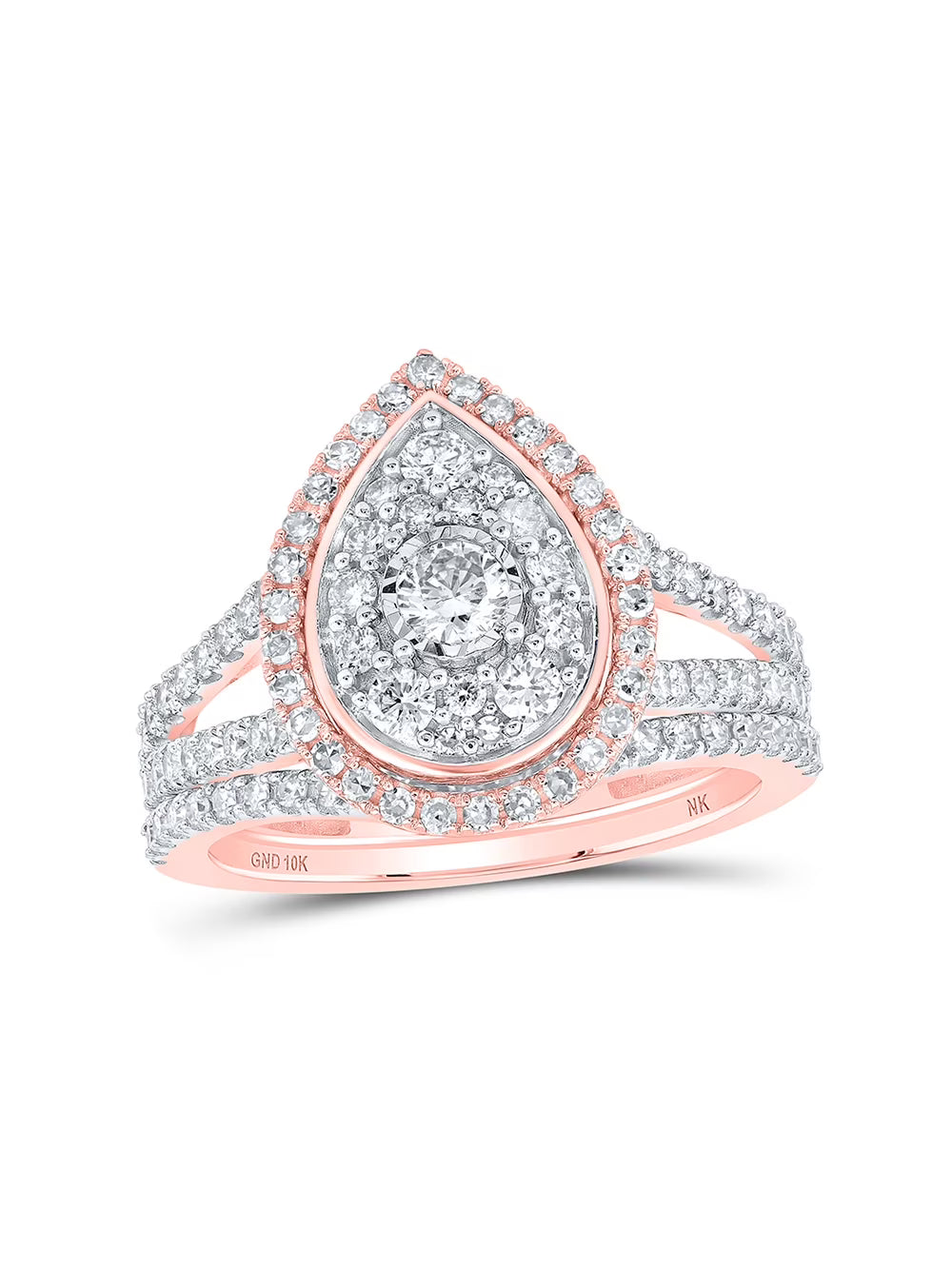 Rose Gold Diamond Bridal Wedding Ring Band Set 1 Cttw E389