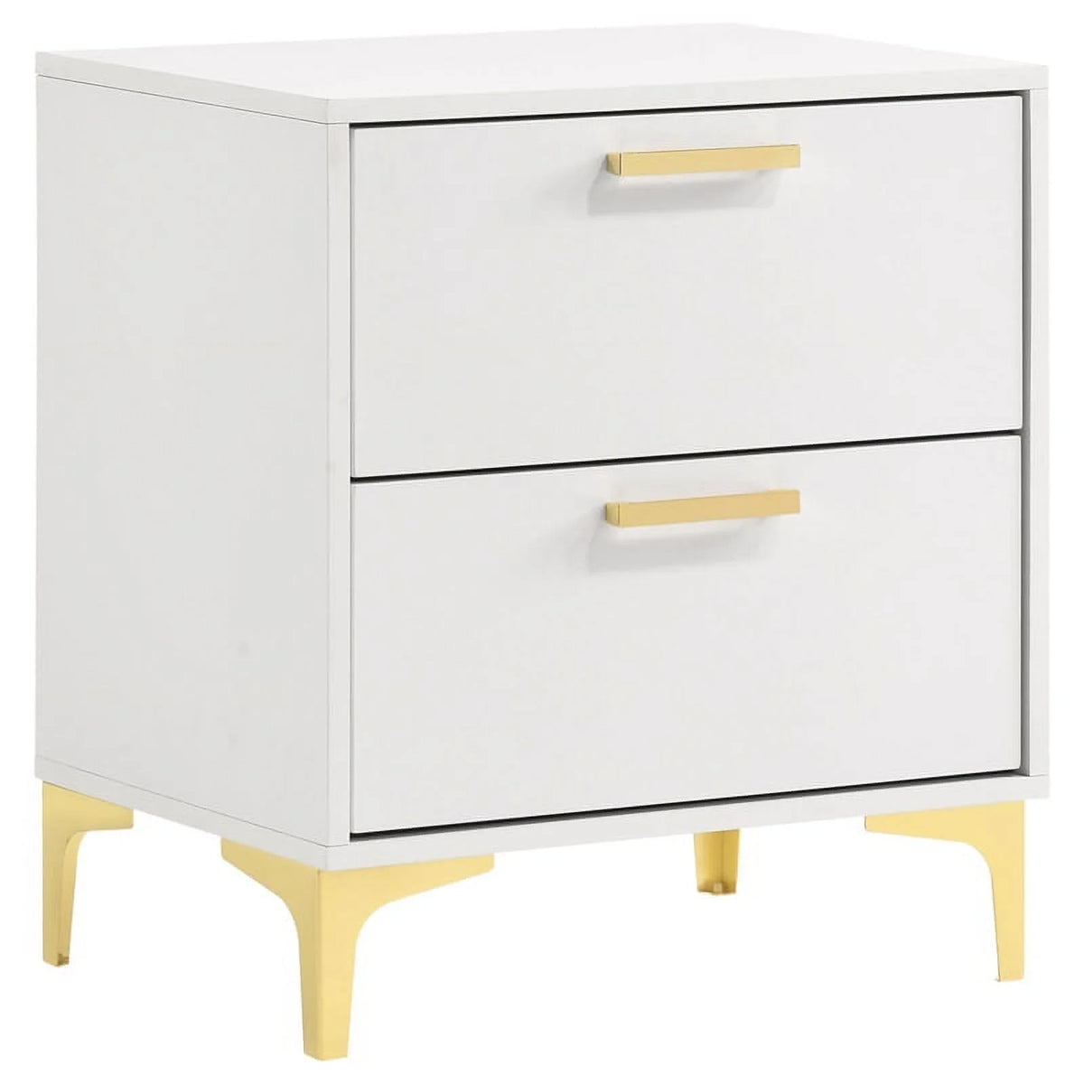 4-piece White and Gold Wood Queen Bedroom Set J9420