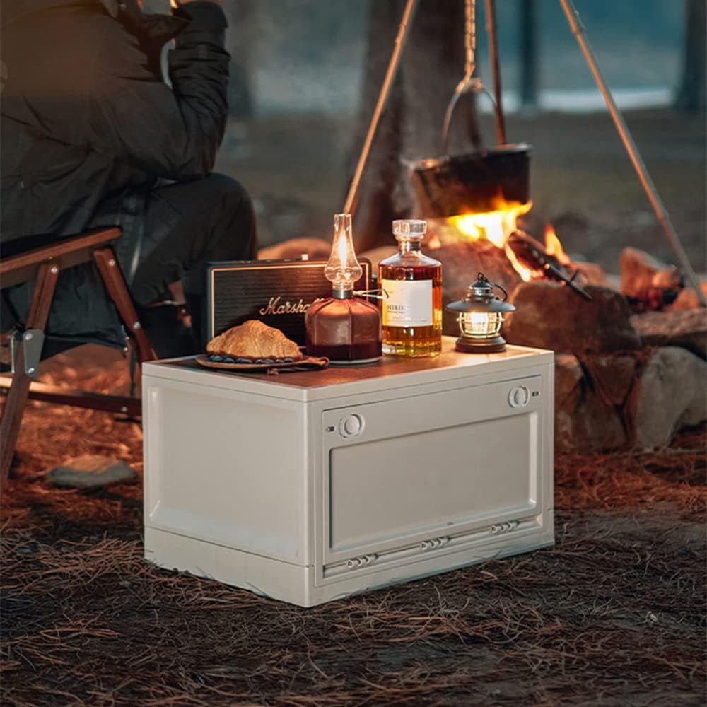 45L Foldable Storage Bin with Wooden Lid C552015