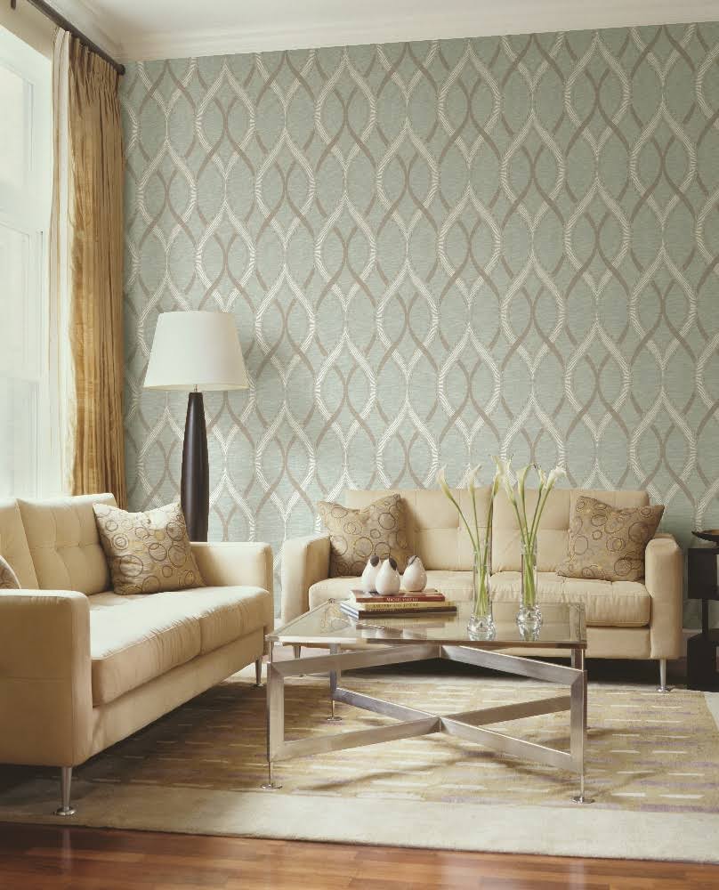 Turquoise Ogee Wallpaper K778
