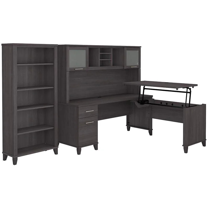 Sit to Stand Desk Set with Bookcase L39459