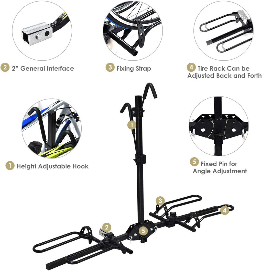 2-Bike Hitch Mount Rack Foldable Receiver H9984