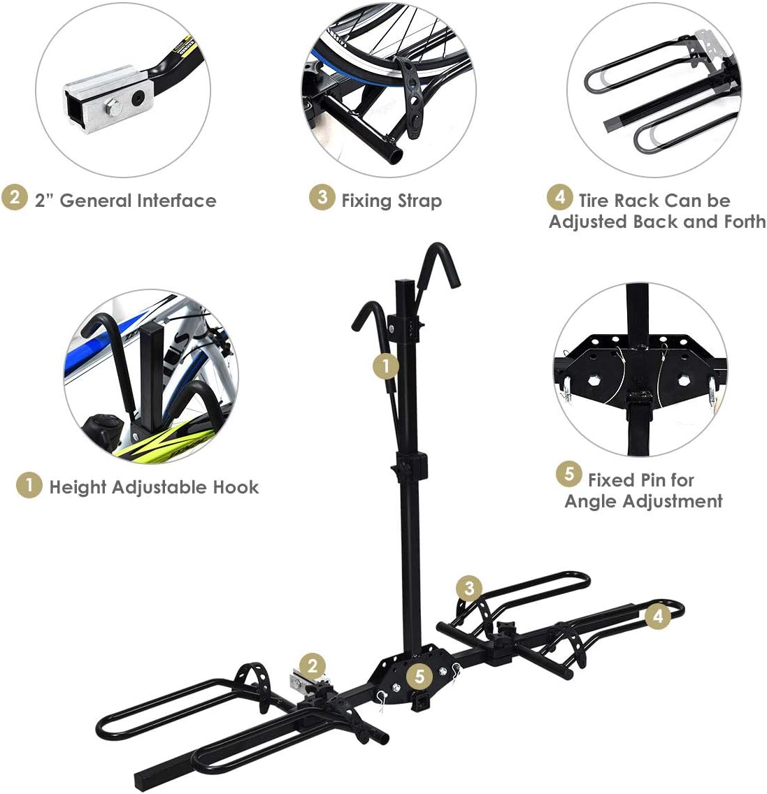 2-Bike Hitch Mount Rack Foldable Receiver H9984