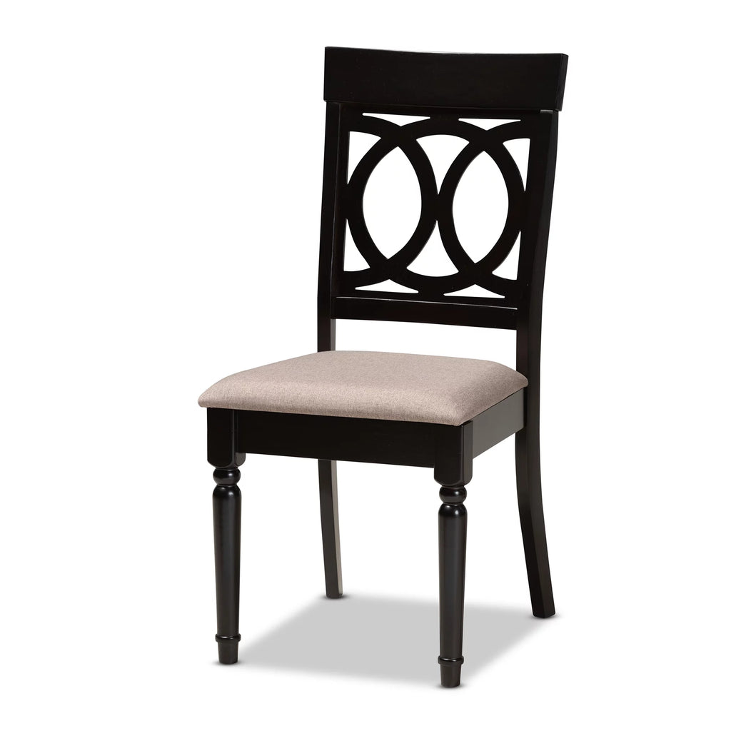 Sand Fabric Upholstered Dark Brown Wood 7-Piece Dining Set P7686