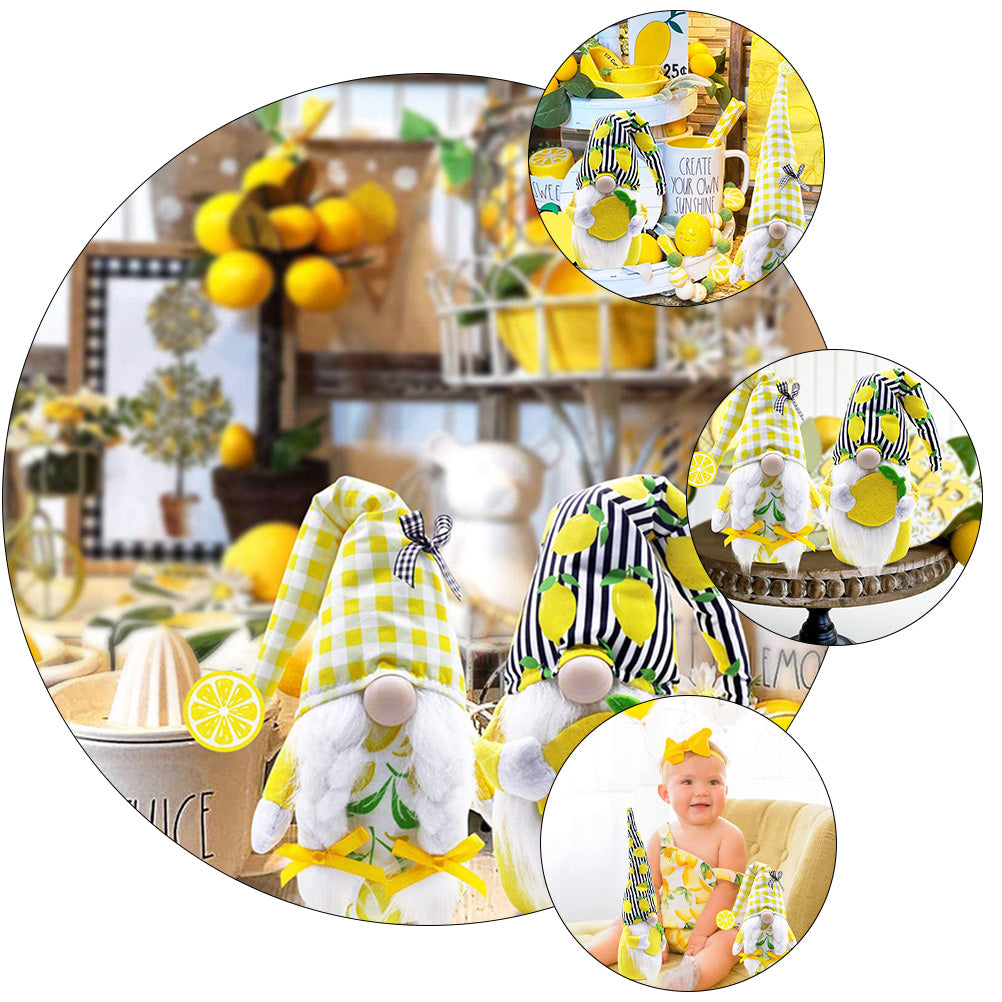 Lemon Pattern Plush Gnome Doll U7611