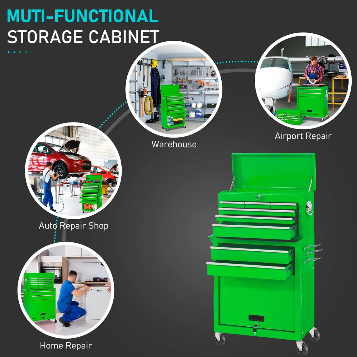 Rolling Metal 8 Drawer Tool Chest & Cabinet B711691