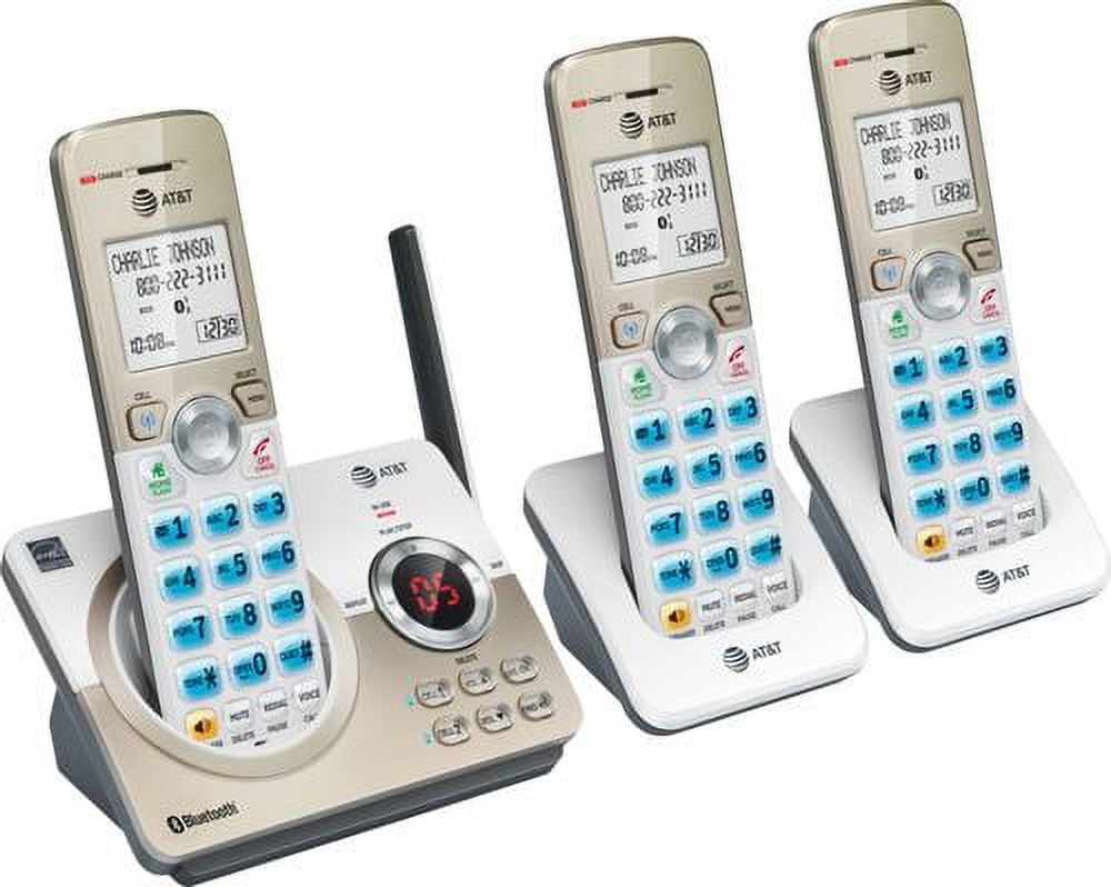 White/Champagne DECT 6.0 Expandable Cordless Phone System with Digital Answering System V201